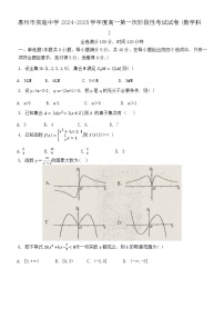 广东省惠州市实验中学2024-2025学年高一上学期第一次阶段性考试（10月）数学试题