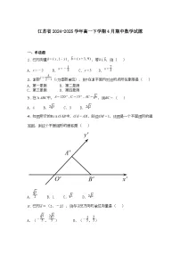 江苏省2024-2025学年高一下学期4月期中数学试题