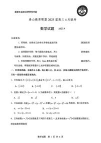 山东省泰山教育联盟2025届高三下学期4月二模数学试卷（PDF版附答案）
