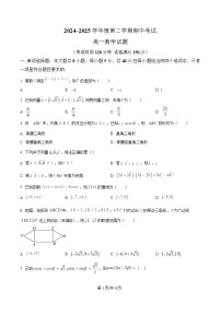 江苏省徐州市2024-2025学年高一下学期期中考试数学试题（Word版附解析）