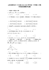 山东省青岛市二中分校2024−2025学年高一下学期3月教学质量检测 数学试题(含解析)
