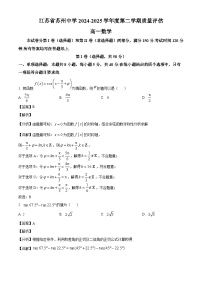 江苏省苏州市姑苏区苏州中学2024-2025学年高一下学期3月月考 数学试题（含解析）