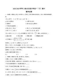 2024-2025学年上海市市西中学高一（下）期中数学试卷（含答案）