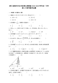 浙江省湖州市长兴县南太湖联盟2024−2025学年高一下学期3月联考 数学试题（含解析）
