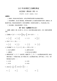 2025年高考第二次模拟考试：数学（新高考Ⅰ卷01）（原卷版）