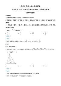 安徽省智学大联考皖中名校联盟2024-2025学年高二上学期1月期末考试 数学 含解析