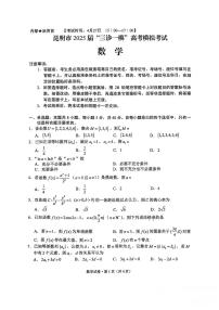 云南省昆明市“三诊一模”2025届高三高考模拟联考-数学试卷+答案