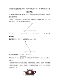 河北省保定市两校2024-2025学年高一3+1下学期3月月考数学试卷（解析版）