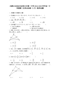 内蒙古自治区巴彦淖尔市第一中学2024−2025学年高一下学期第二次学业诊断（3月）数学试题（含解析）