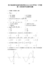 四川省成都市实验外国语学校2024−2025学年高一下学期第一次阶段性考试数学试题（含解析）