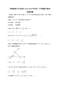 河南省新乡市长垣市2024-2025学年高一下学期期中数学检测试题（附答案）