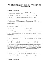 广东省惠州市泰雅实验高中2024−2025学年高二下学期第一次月考数学试题（含解析）