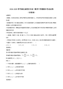 2024-2025学年湖北省武汉市高一数学下学期期末考试试卷（附答案）