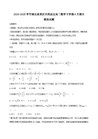 2024-2025学年湖北省武汉市武昌区高二数学下学期6月期末模拟试题