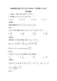 海南省儋州某校2024-2025学年高一下学期第一次月考数学试题（解析版）