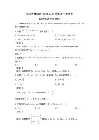 河北省唐山市2024-2025学年高一上学期期中考试数学试题（解析版）