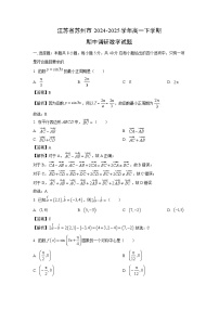 江苏省苏州市2024-2025学年高一下学期期中调研数学试题（解析版）