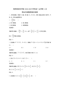 陕西省部分学校2024-2025学年高一上学期1月期末考试检测数学试卷（解析版）