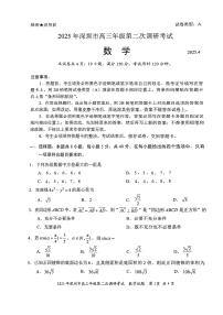 2025年广东省深圳市高三二模考试 数学试题（含答案）