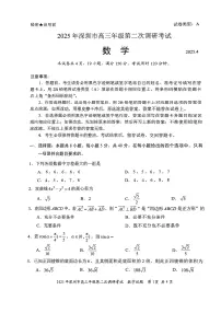 2025年广东省深圳市高三二模考试 数学试题（含答案）