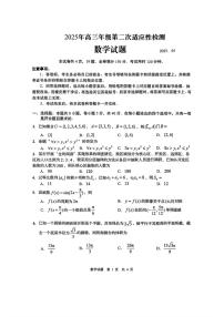 山东省青岛市、淄博市2025届高三下学期5月二模数学试卷（PDF版附答案）