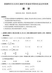 新疆维吾尔自治区2025年普通高三第四次适应性检测数学+答案含答案解析