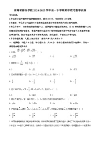 湖南省部分学校2024-2025学年高一下学期期中联考数学试卷 （原卷版+解析版）