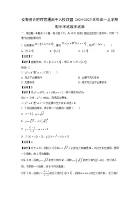 安徽省合肥市普通高中六校联盟2024-2025学年高一上学期期中考试数学试卷（解析版）