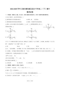 上海市浦东新区进才中学2024-2025学年高二下学期期中数学试卷（含答案）
