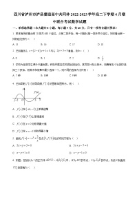 四川省泸州市泸县普通高中共同体2022-2023学年高二下学期4月期中联合考试数学试题（原卷版+解析版）