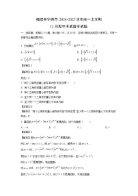 福建省宁德市2024-2025学年高一上学期11月期中考试数学试题（解析版）
