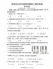 广西壮族自治区来宾市2024-2025学年高二下学期5月期中数学试题