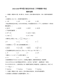 2024-2025学年四川省达州市高二下学期期中考试数学试卷（含答案）