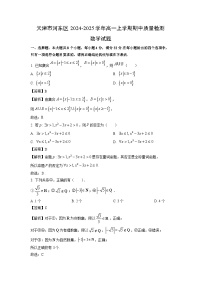 天津市河东区2024-2025学年高一上学期期中质量检测数学试卷（解析版）