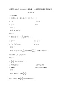内蒙古包头市2024-2025学年高一上学期期末教学质量检测数学试卷（解析版）