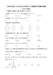 长沙市长铁一中2024-2025学年高一下学期期中考试数学试题及参考答案