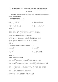 广东省汕尾市2024-2025学年高一上学期教学质量监测数学试卷（解析版）