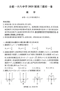 安徽省合肥市合肥一六八中学2024-2025学年高三下学期最后一卷数学试题（高考模拟）