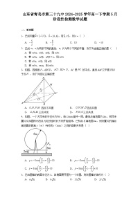 山东省青岛市第三十九中2024−2025学年高一下学期5月阶段性检测 数学试题（含解析）
