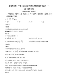 甘肃省嘉峪关市嘉峪关市第一中学2024~2025学年高一下册4月月考数学试题【附解析】