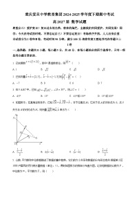 重庆市复旦中学教育集团2024~2025学年高一下册期中考试数学试题【附解析】
