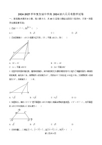 四川省广安友谊中学2024-2025学年高一下学期六月月考数学试题（Word版附解析）