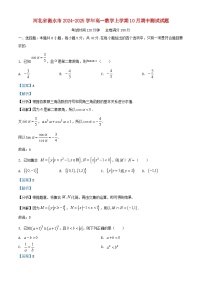 河北省衡水市2024_2025学年高一数学上学期10月期中测试试题含解析
