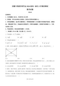 安徽省六校教育研究会2024-2025学年高一上学期新生入学素质测试数学试题（含答案）