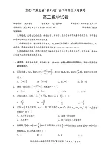 2025湖北省“新八校”协作体5月联考高三数学试题【含答案】