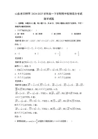 山东省日照市2024-2025学年高一下期中校际联合考试数学试卷（解析版）