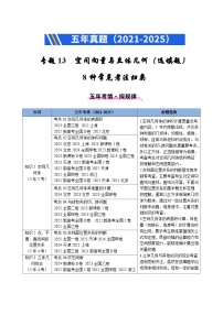 五年（2021-2025）高考数学真题分类汇编：专题13 空间向量与立体几何（选填题）8种常见考法归类（全国通用）（原卷版）