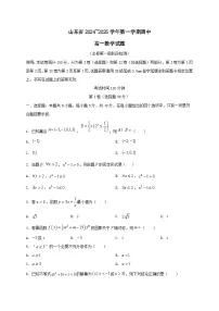 山东省2024~2025学年高一数学上册11月期中检测试卷[附解析]