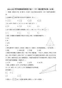 2024-2025学年湖南省株洲四中高一（下）期末数学试卷（B卷）（含答案）