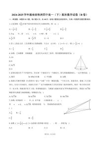 2024-2025学年湖南省株洲四中高一（下）期末数学试卷（B卷）（含答案）